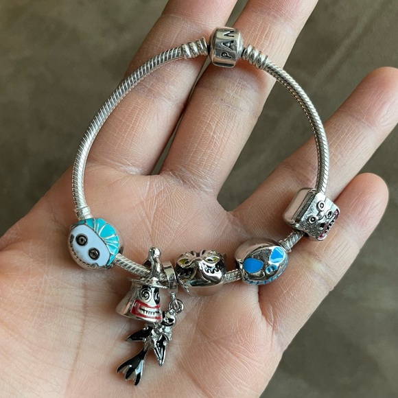 Pandora Snake Chain Bracelet w/ Disney The Nightmare Before